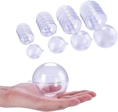 Produktbild von Dekokugel 40 Stück befüllbare transparente Acrylkugeln, 4 Größen, Weihnachtsbaum-Kunststoffkugeln zum Basteln zum Aufhängen, geeignet für DIY-Feiertag