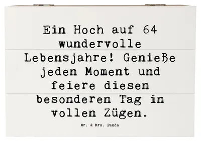 Produktbild von Mr. & Mrs. Panda Box Spruch 64. Geburtstag Feier 22 x 15 cm - Weiß - Geschenk, geschenkkiste, schatztruhe, feiern, erinnerungen, freude und glück, Geschenkbox, Alter