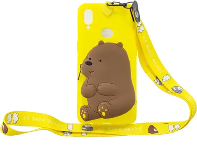 Produktbild von Für Samsung A10S A20S TPU Full Protective Cartoon Handyhülle Schutzhülle mit Münztasche+Hanging Lanyard 1 gelb Braunbär