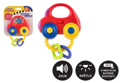 Obrázek produktu pro Chrastítko auto plast 10x11cm na baterie se zvukem, světlem na kartě 3m+