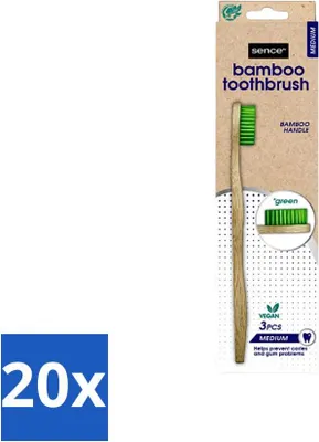 Image de Sence Brosses à dents Bambou Medium Lot de 3 Vertes - Pack avantage - 20 pièces