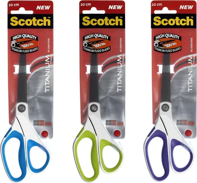 Produktbild von Scotch SCTI20, Gerader Schnitt, Einzelbild, Schwarz, Grün, Titan, Titan, Büroscheren, Beidhändig