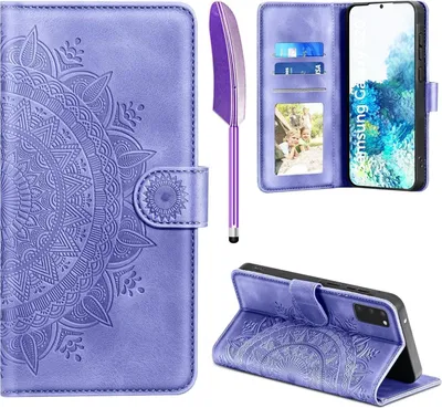 Produktbild von Samsung Galaxy S20 Lederhülle Flip Wallet Case mit Kartenfach und Standfunktion, Lila