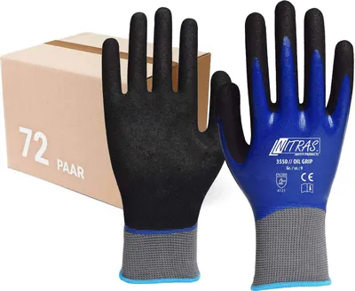 Produktbild von NITRAS 3550 Oil Grip - Nitrilhandschuhe vollbeschichtet, Nylonhandschuhe im Set - VPE 72 Paar Größe:11