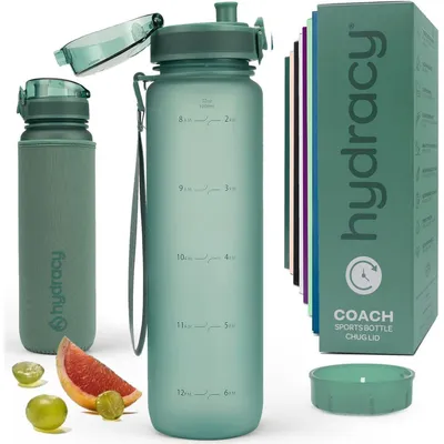 Produktbild von Trinkflasche mit Fruchteinsatz 1L BPA-frei Zeitmarkierung Auslaufsicher Mondlichtgrün