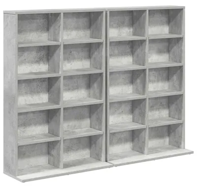 Image de vidaXL Étagère CD, lot de 2, gris béton, 65 x 23,5 x 97,5 cm, matériau composite bois