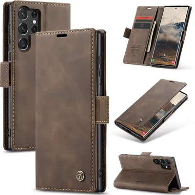 Obrázek produktu pro Pouzdro pro Samsung Galaxy S25 Ultra, RetroPolyuretanKožené Pouzdro s Funkcí Stojánku bronz