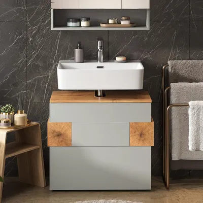 Immagine prodotto di Mobile sottolavabo per bagno Vicco Eden Grigio 70 x 64.5 cm con 2 cassetti, Model 59749