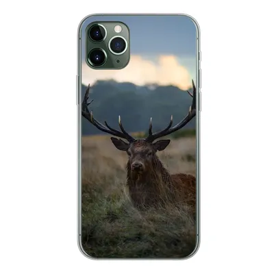 Produktbild von MuchoWow® Handyhülle Schutzhülle Hülle für iPhone 11 Pro Max Hirsch - Wiese - Geweih Silikon Softcase Handy Hülle - Schutz