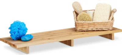 Produktbild von Relaxdays Badewannenablage Bambus, einteiliges Wannenbrett HxBxT: 6 x 70 x 22 cm, moderne Ablage f. Badezimmer, natur