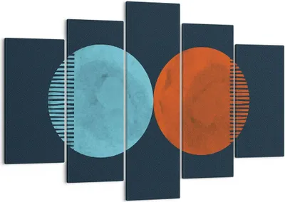 Produktbild von Bild auf Leinwand - Leinwandbild - 5 Teile - Abstraktion Blau Rot - 150x100cm - Wand Bild - Wanddeko - Wandbilder - Leinwanddruck - Bilder - Wanddekoration - Leinwand bilder - EA150x100-4720