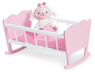 Produktbild von Pinolino Puppenwiege 'Jasmin', 4-tlg. Lackiert: MDF, rosa und weiß lackiert
