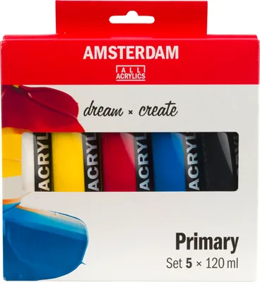 Produktbild von AMSTERDAM Acrylfarben Set Primärfarben 5x120ml Malfarben Künstlerbedarf