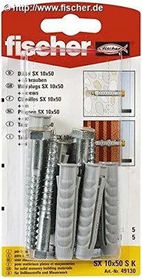 Produktbild von fischer Dübel mit vierfach Spreizung SX 10x50 mm mit Schraube (5 Stück) 049130