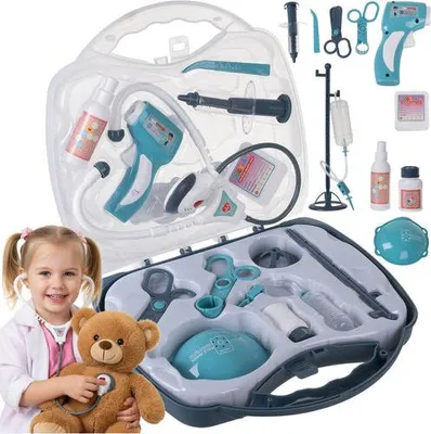 Immagine prodotto di Set da gioco del dottore per bambini con valigetta, 13 accessori, dai 3 anni in su