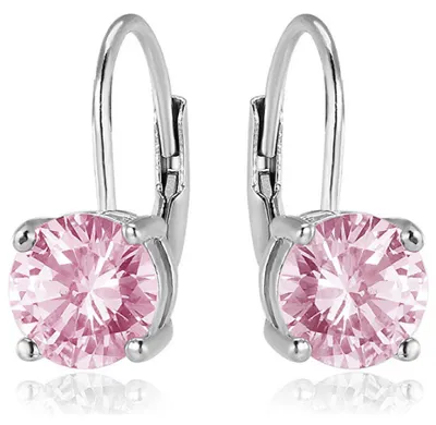 Image de Boucles d'oreilles en argent avec zircons roses AGUC2233