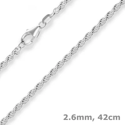 Produktbild von 2,6mm Kordelkette massiv Silberkette Collier Halskette aus 925 Silber 42cm
