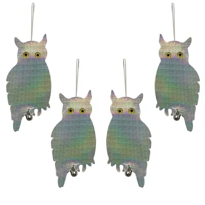 Produktbild von 4er Set Vogelscheuche Eule Reflektierend Vogelschutz Windspiel Balkon Taubenschutz