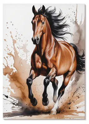 Zdjęcie produktu dla PLAKAT – 59 x 84 cm (A1) – Monako – konie w ruchu na beżowym tle – dekoracja ścienna do salonu, sypialni i przedpokoju, nowoczesny plakat, bez ramy