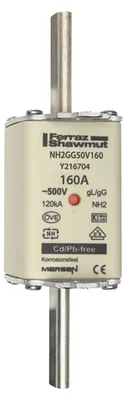 Zdjęcie produktu dla Wkładka bezpiecznikowa NH-ZERO rozmiar 2, 160A AC500V - Bezpiecznik niskiego napięcia HRC NH2 160A NH2GG50V160