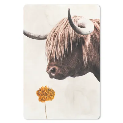 Produktbild von MuchoWow® Mauspad Mousepad Schottischer Highlander - Blume - Vintage 18x27 cm - Mousepads - Maus Mat - Pad - Mausunterlage