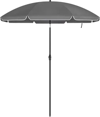 Produktbild von RESCH Sonnenschirm für Strand Grau, Ø 200 cm, Gartenschirm, UV-Schutz bis UPF 50+, knickbar, Sonnenschutz Balkon, tragbar