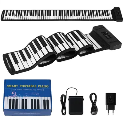 Immagine prodotto di Pianoforte arrotolabile a 88 tasti, portatile con 128 ritmi e MIDI