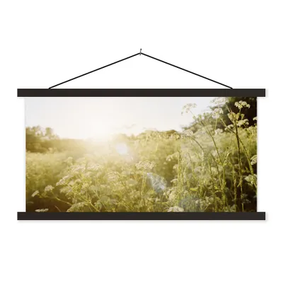 Obrázek produktu pro MuchoWow® Textilní plakát - Květiny - bílé - jaro - 90x45cm - S černými lamelami