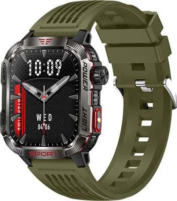 Produktbild von Outdoor-Smart-Sportuhr HD-Bildschirm 2,01 Zoll Kompass IP68 BT 5.0 App für Wandern Laufen Radfahren Grün