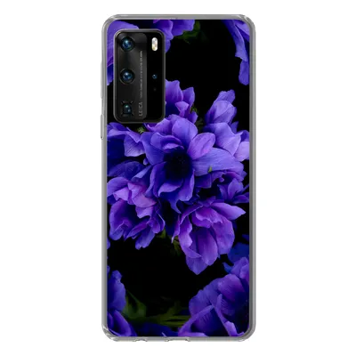 Produktbild von MuchoWow® Handyhülle Schutzhülle Hülle für Huawei P40 Pro Muster - Blumen - Lila Silikon Softcase Handy Hülle - Schutz