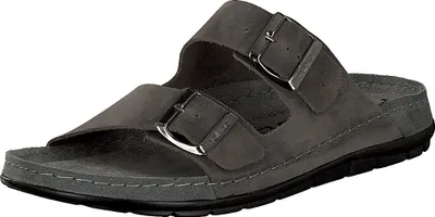 Produktbild von Rohde Herren Pantolette Leder Clog Schnalle Memoryfussbett bequem Rodigo-H 5918, Größe:46 EU, Farbe:Grau