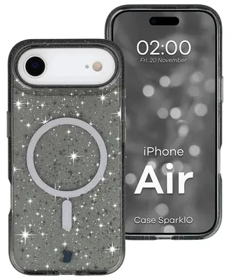 Produktbild von Glitzer Hülle mit Magnetring für iPhone Air, Bizon Case SparklO, Transparent-Schwarz mit Glitzer