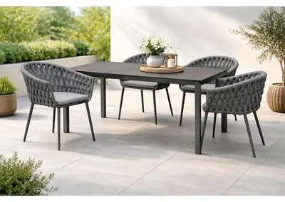 Zdjęcie produktu dla Grupa wypoczynkowa Destiny MOLINO ze stołem jadalnym CREMONA 160x90x74 cm (4 osoby)