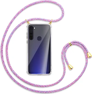 Produktbild von Handykette Backcover-Schutzhülle mit Band (Metall goldfarben) für Motorola Moto G Pro, G Stylus - lila/rosa/blau