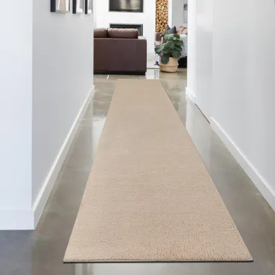 Immagine prodotto di Tappeto beige moderno, resistente e morbido, con un'elegante lucentezza Dimensioni - 80 x 300 cm