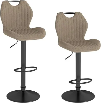 Produktbild von Barhocker, Höhenverstellbar 360° Drehbar, Gepolsterter Barstuhl und Küchenhocker aus Stoff mit Rückenlehne und Fußstütze, für Küche, Theke, Esszimmer, Bar