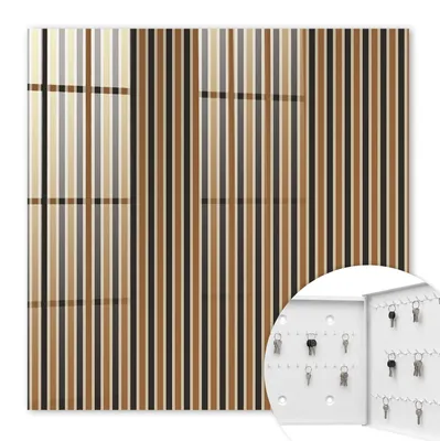 Produktbild von Metall Schlüsselkasten 30 x 30 cm - weißer Schlüsselschrank zur Wandmontage - wandhängende Schlüsselbox mit Tür - rechts öffnend - Schlüsselaufbewahrung für Flur - Büro - Arbeitszimmer - Werkstatt - Garage - Minimalistische Streifen