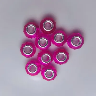 Obrázek produktu pro Großloch Spacer Charm Perlen Rondelle facettiert, 14 mm, 10 Stück, Pink