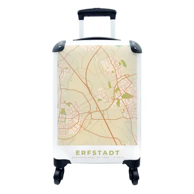 Produktbild von MuchoWow® Koffer Handgepäck Trolley Rollkoffer Kleine Reisekoffer mit 4 Rollen - Erfstadt - Karte - Stadtplan - Vintage - Cabin Size < 55x40x23 cm & 55x40x20 cm - Fotokoffer - Kabinenkoffer - Boardgepäck - Reise-Box - Reisekoffer - Reisegepäck - Koffer mit Bild - Trolley für Kinder