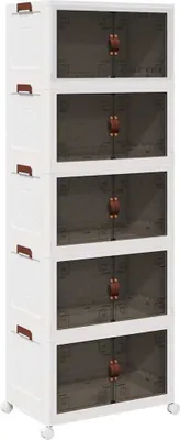 Productafbeelding van Opbergbox stapelbaar met wielen 5-laags 75 L 64x40x179 cm