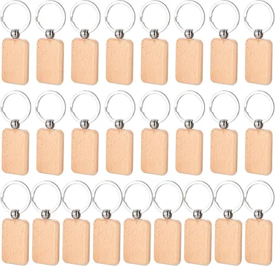 Produktbild von Holz-Schlüsselanhänger 25 Stück, Runde Holz-Keychains, Für DIY, Pyrogravur
