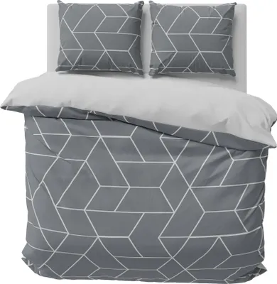 Produktbild von Bettwäsche 200x200 cm geometrisch grau anthrazit modern Doppelbett Microfaser