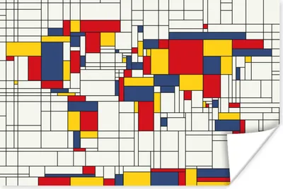 Produktbild von MuchoWow® Poster Weltkarte - Mondrian - Farben - Kinder - Junge - Mädchen - Kinder 60x40 cm - Schlafzimmerdekoration