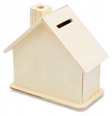 Produktbild von Spardose aus Holz in Form eines Hauses, 10,5 x 11 x 6 cm