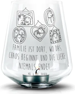 Produktbild von Mr. & Mrs. Panda Teelichthalter Igel Familie - Transparent - Geschenk, Glas Windlicht, Glück, Bilder, Mama, Laterne, Kerzenhalter, Familienfoto, Kerzenglas, Muttertag
