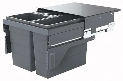 Image de Système de tri des déchets - Tiroir à ordures - Pour le tri des déchets - Adapté aux meubles de 50 cm de large - 43 litres - Gris foncé