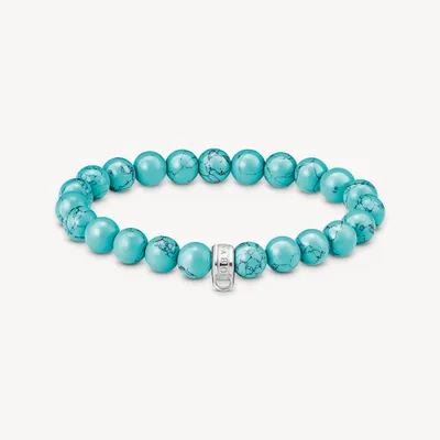 Image de Bracelet avec perles turquoises en argent