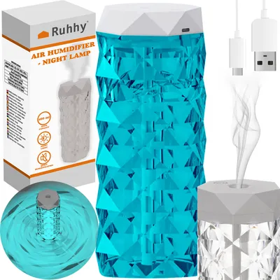 Obrázek produktu pro Zvlhčovač vzduchu s křišťálovou lampou 2 v 1 Rose Shade 8 barev USB typu C Glamour Gift Idea 24625