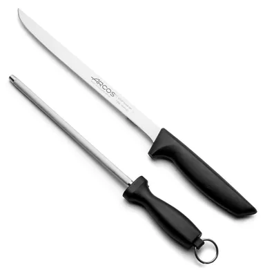 Schneidmesserset, 2-tlg., Edelstahl, PP-Griff, 24 cm, Schwarz