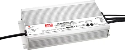 Produktbild von MEANWELL HLG-600H-12, AC-DC LED-Installationsnetzteil, Metallgehäuse, IP67 480W 12V 40A CV+CC